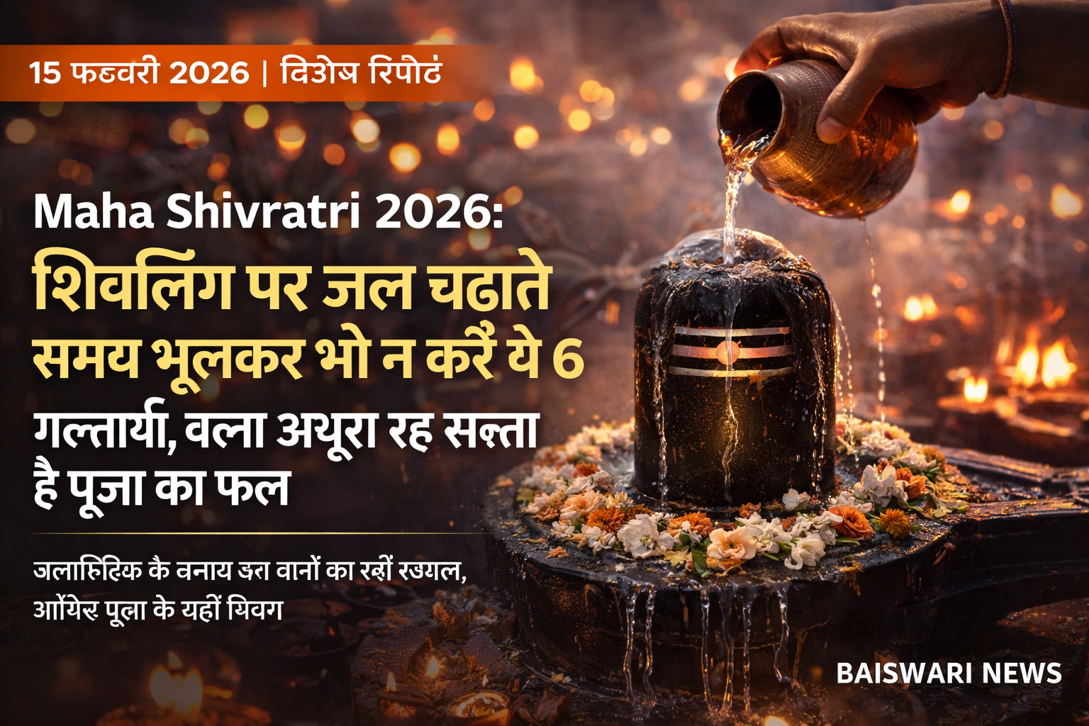 Maha Shivratri 2026 पर शिवलिंग पर जल चढ़ाते श्रद्धालु